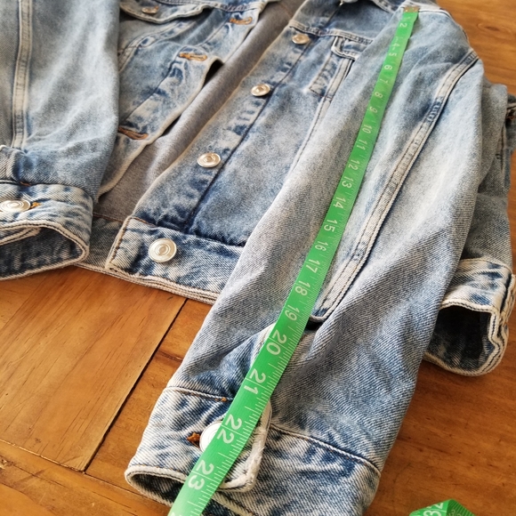 H&M Denim Navy Floral-Embroidered Trucker Jacket - Picture 9 of 11